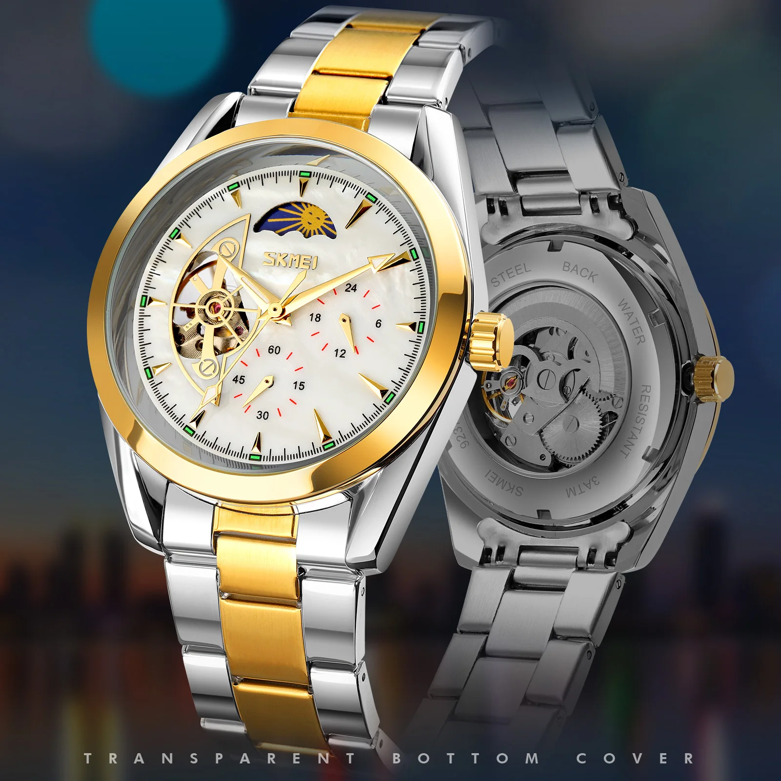 2021 New Arrival Skmei 9237 Factory Price mechanical watch Water water Resistant stainless steel automatic mechanical watch