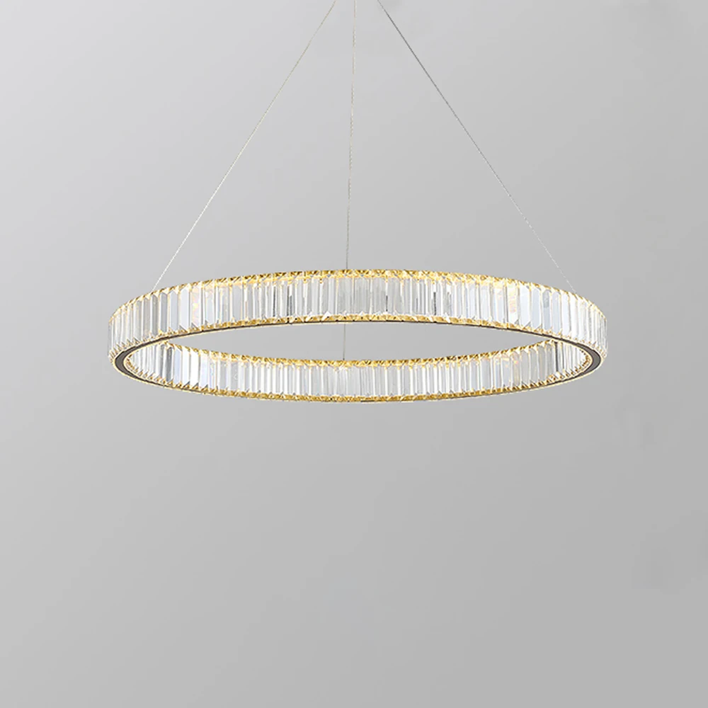 Kasanto Lighting K9 crystal modern large lobby crystal chandelier stairs lights ring circle led chandelier 6 lights rings