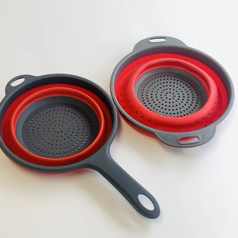 Multifunctional  Folding Drain Basket Circular Water Filter Basket With Handle Retractable Washing Basket