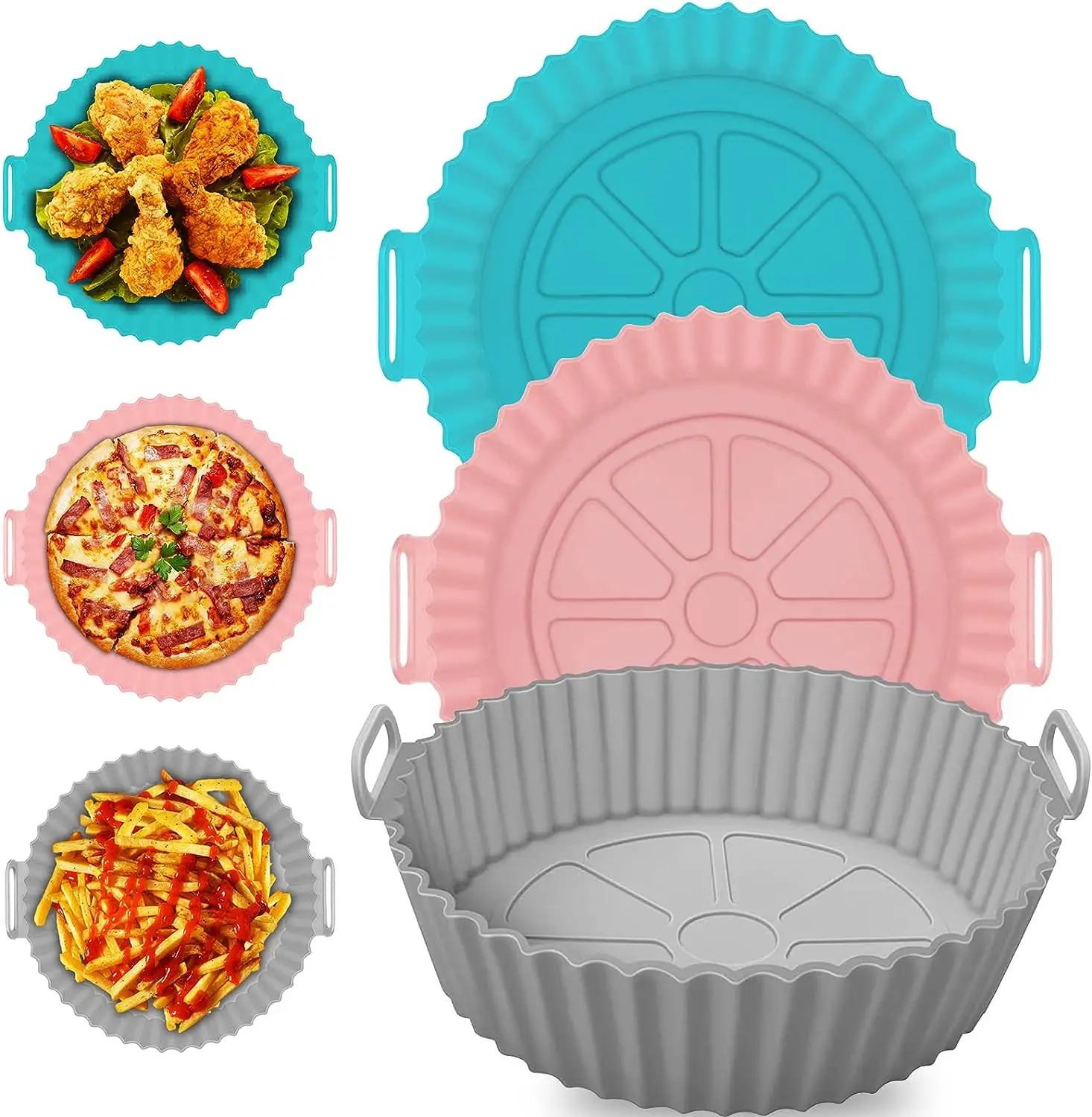 8 Inch Non-stick Reusable Food Grade Air fryer Silicone Pot Basket Liner Air Fryer Silicone Pot for Air Fryer