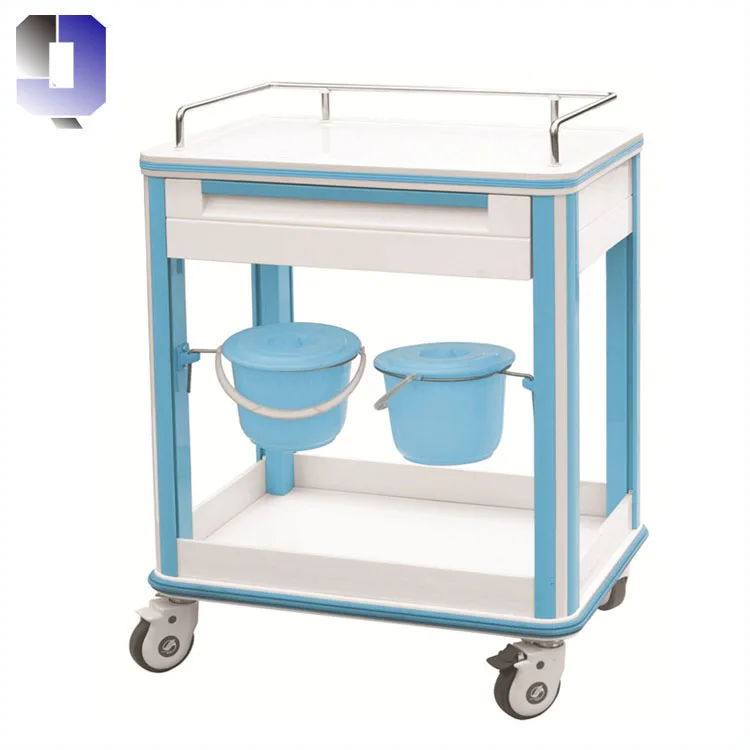 JQ-601A Cheap price ABS material  Medical Treatment trolley with drawer and wheels