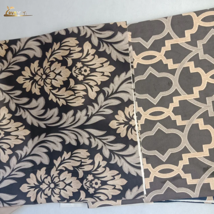 Geometric Printing Crushed velvet for sofa curtain