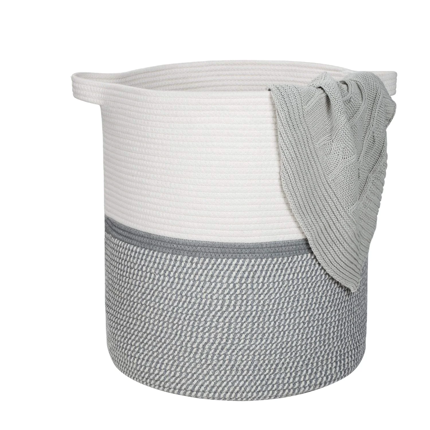 Design Extra Large  Inches Decorative Woven Cotton Rope Basket Tall Laundry Hamper Blanket Basket Storage Baskets for Toy