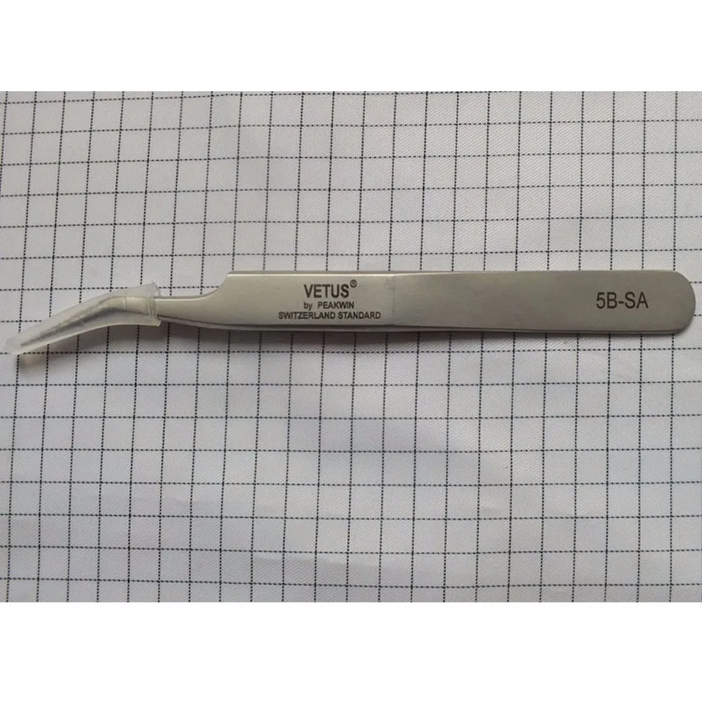 Vetus Tweezer Stainless Steel Non-magnetic Curved Pointed Tip Precision Eyelash Eyebrow Extensions Lashing Tool 5B-SA