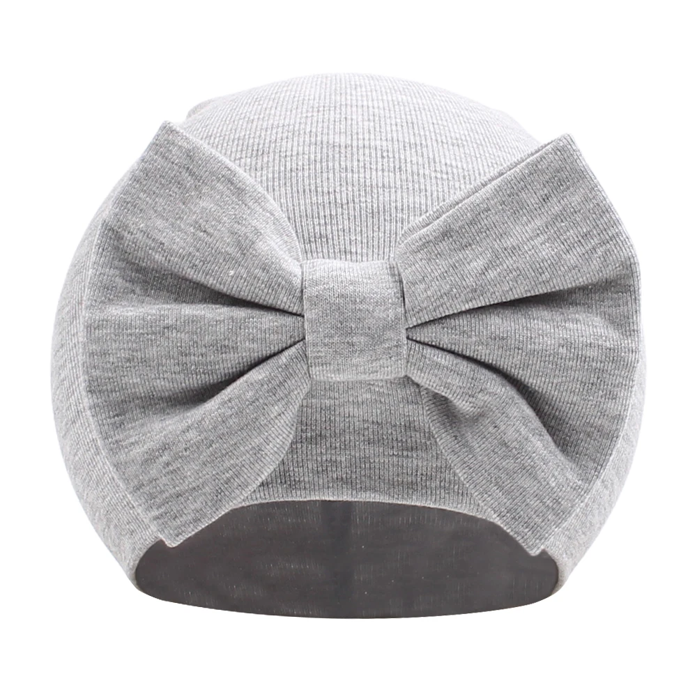 Baby Girl Customized Infant Beanie with Plain Bow 100% Cotton Hospital Warm Hat Newborn for Autumn