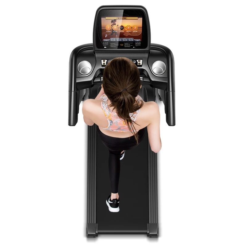 YPOO tv screen motorized treadmill ac motor fitness electric strong treadmill running treadmill semi commercial with  YPOOFIT APP