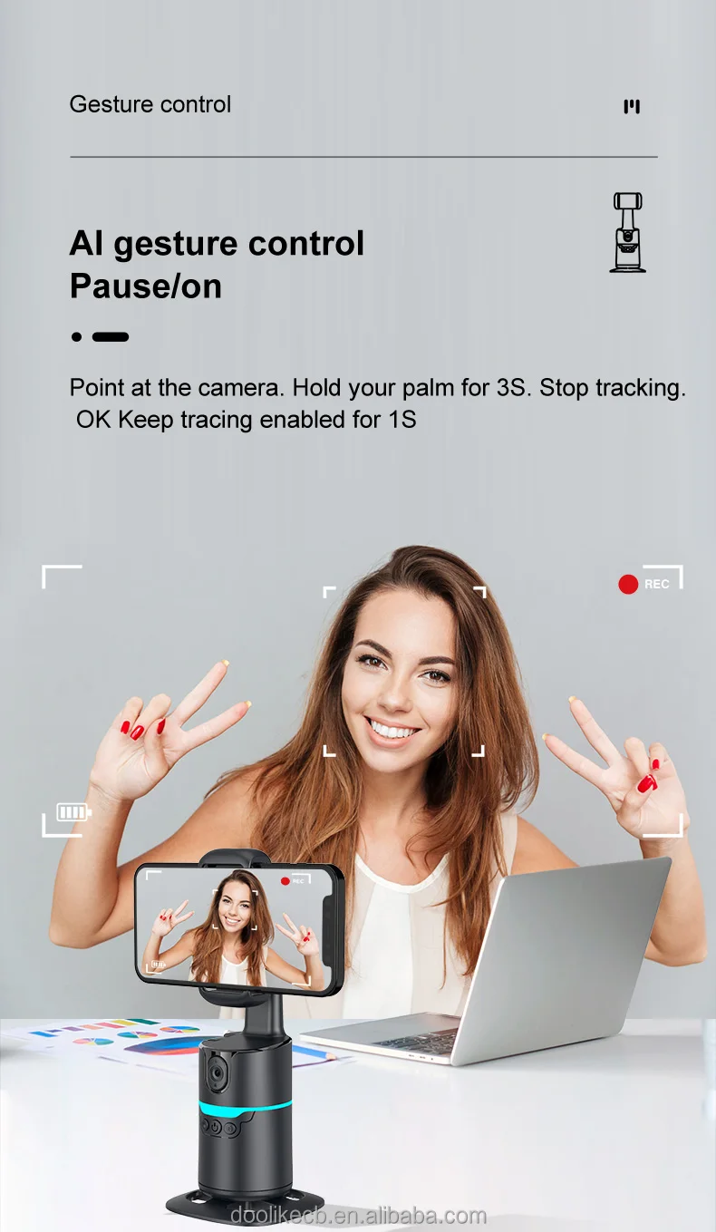 Newest Q14 360 Rotation Auto AI Focus Face Tracking Follow Mobile Phone Stabilizers Magnetic Holder Gimbal Stabilizer For Phones