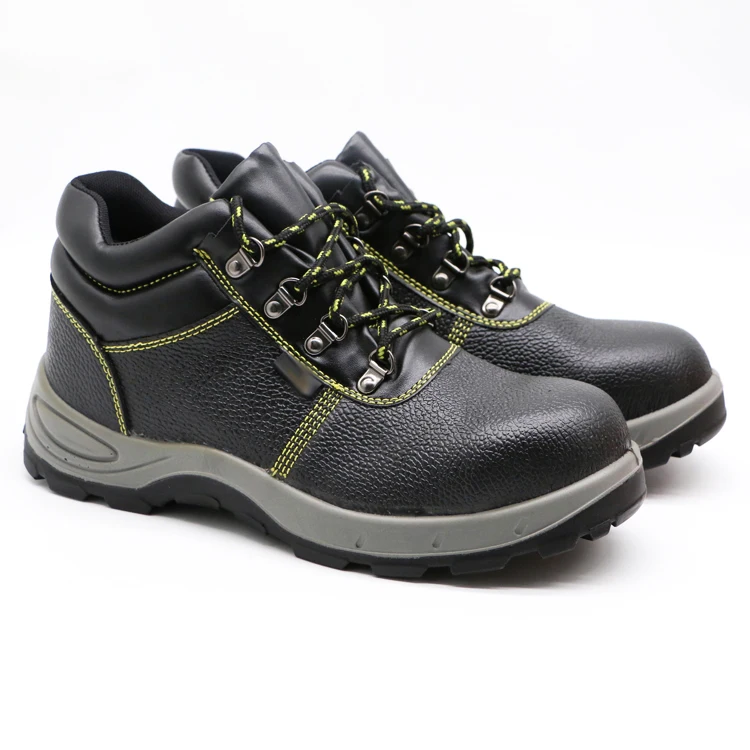 Unisex MaxiPact Safety Shoes Summer/Winter Black Genuine Leather Iron Toe Double Density Breathable Mesh Injection PU Outsole