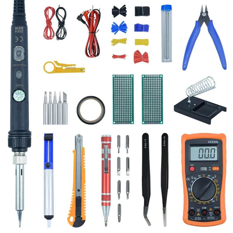 80W Electric Soldering Iron Adjustable Temperature LCD Digital Display 110V 220V Welding Solder Iron Tips Repair Rework Tool Kit