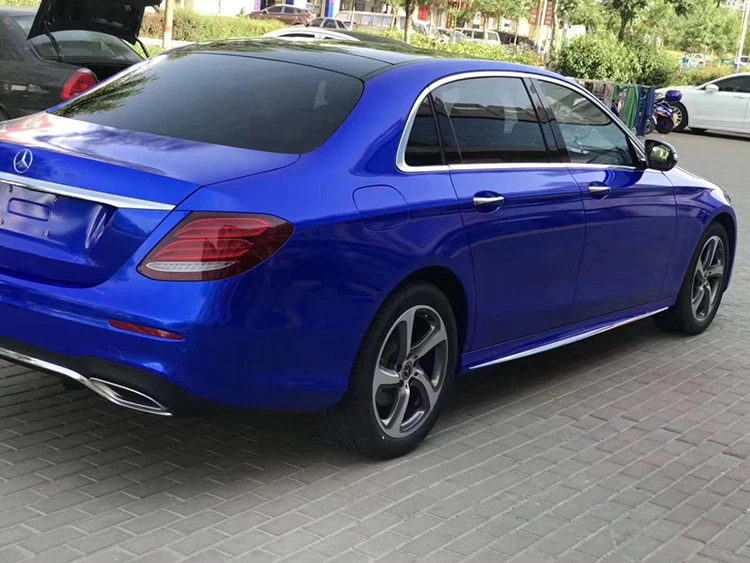 1.52*18m Car Body Color Change Super Glossy Bright Metal Blue Air Bubble Free Self-Adhesive Vinyl Vehicle Wrap Film Sticker