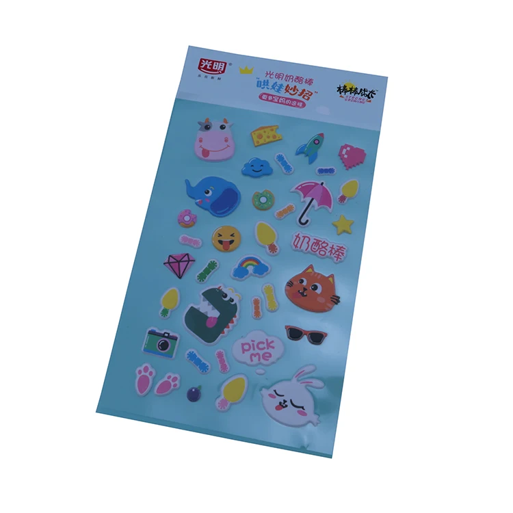 Sticker Puffy 3D PVC Glitter Sticker Puffy Animals Shake Sticker