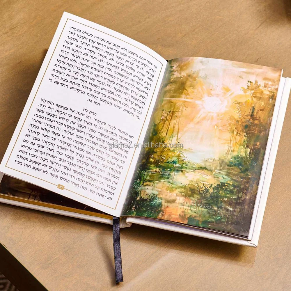 Custom Magnficient Paintings Gift Hardcover Booklet Leather Painted Tehillim Book
