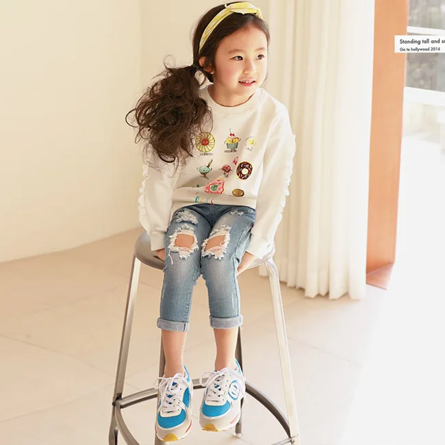 Online Shop China Children New Korean Design Elegant Ruffle Side Blouse