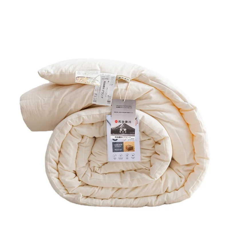 Warm and thickened double Japanese printed cotton soybean fiber good product solid color four seasons quilt