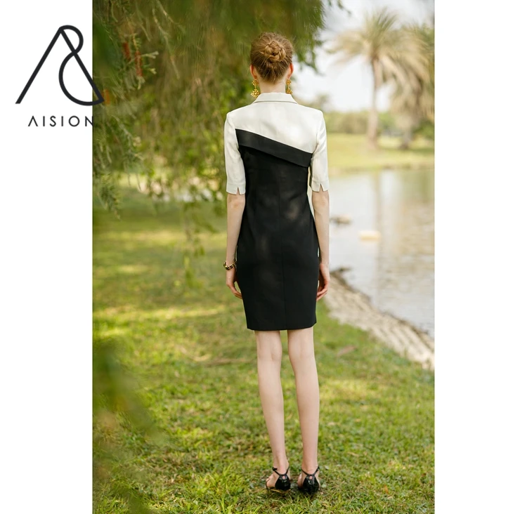 2022 New Dropshipping High Quality Fashion Personalized Unique Design Patchwork Dresses Women,Women Patchwork Blazer Dress