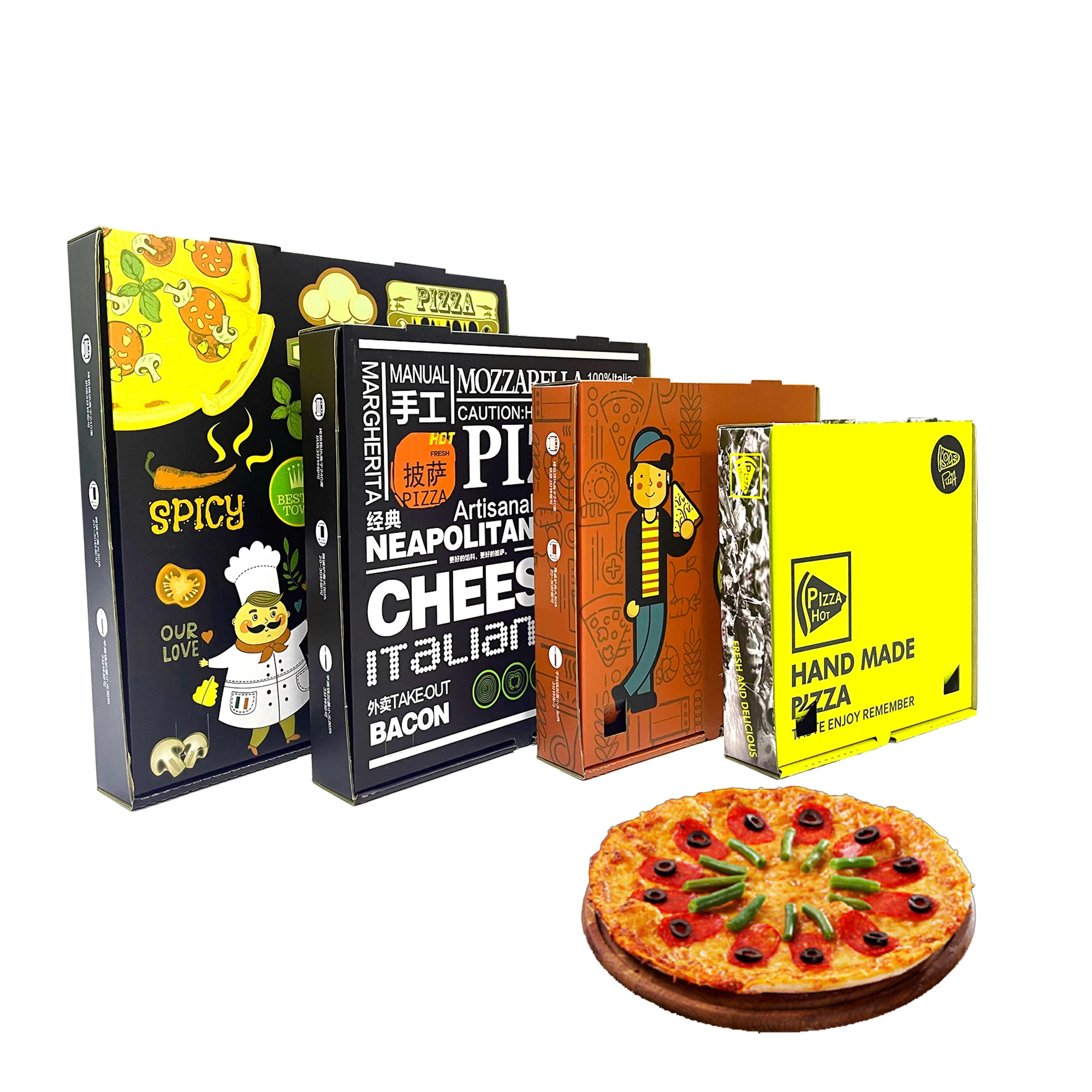 Wholesale Cheap Custom Printed Personalised All Size 9 10 11 12 14 18 Inch Corrugated Kraft Paper Fries Burger Pizza Boxes