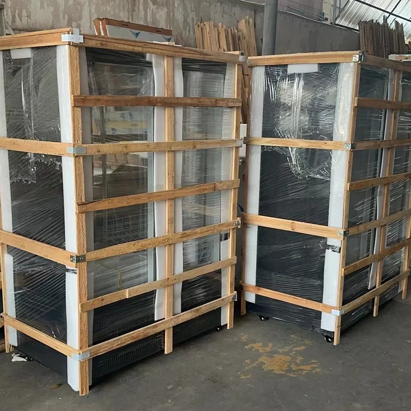 Air Cooling Vertical Freezer Wholesale Beverage Fridge Double Door LED Commercial Refrigeration Equipment For Supermarket Shop