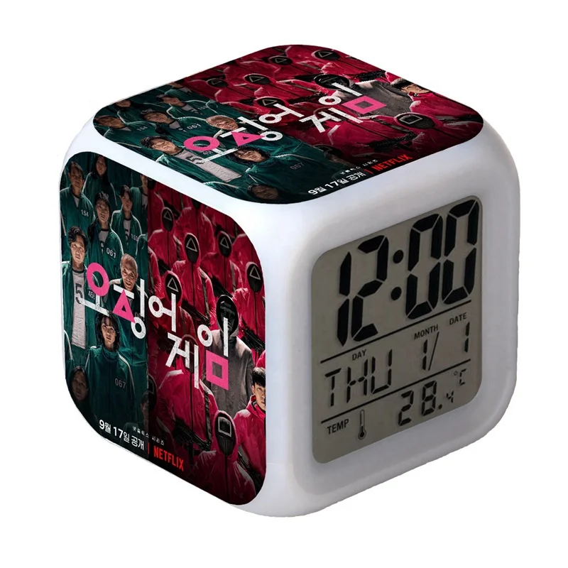 Squid Game Alarm Clock LED Colorful Change Color Night Light For Children Gift