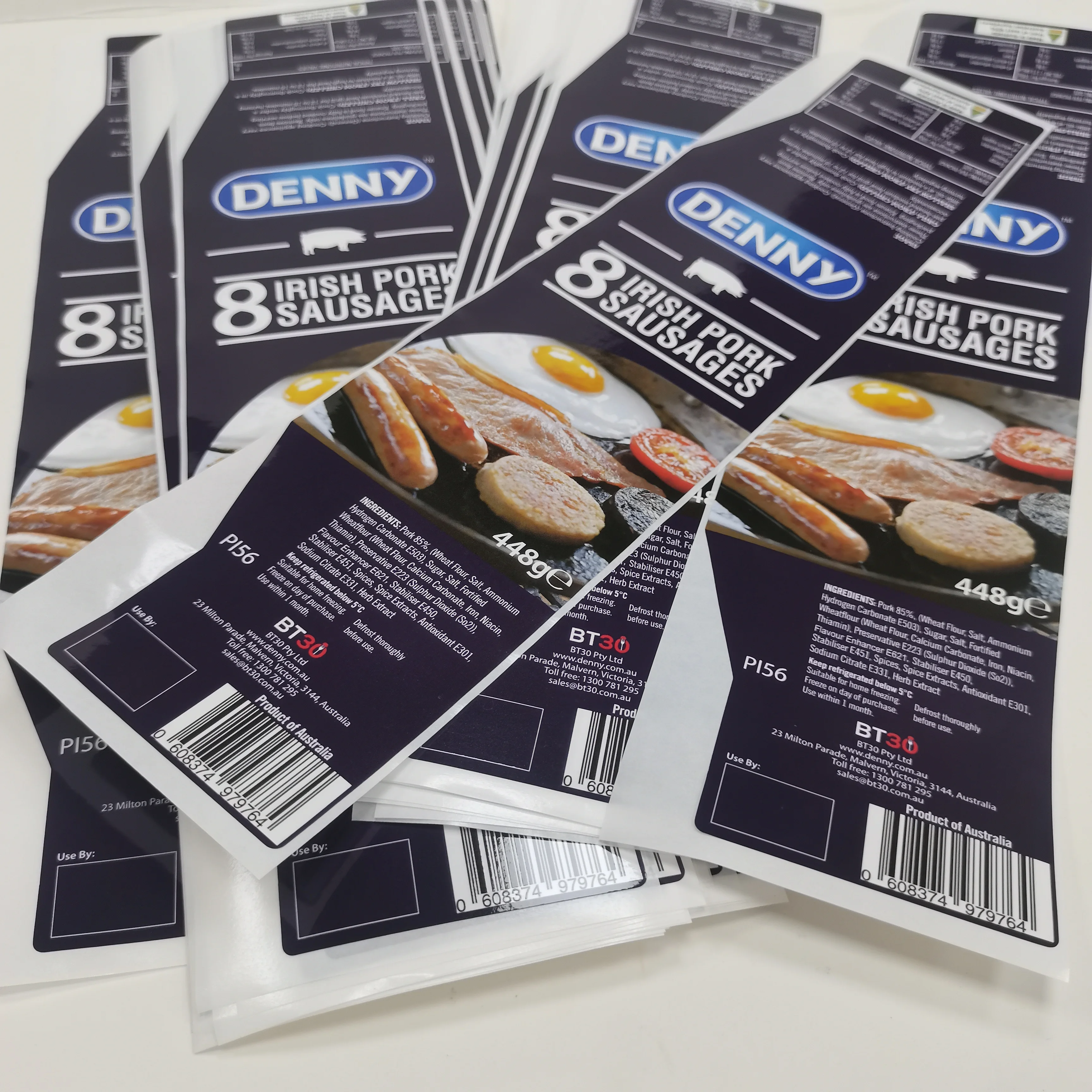 Custom food meat frozen adhesive stickers  waterproof labels