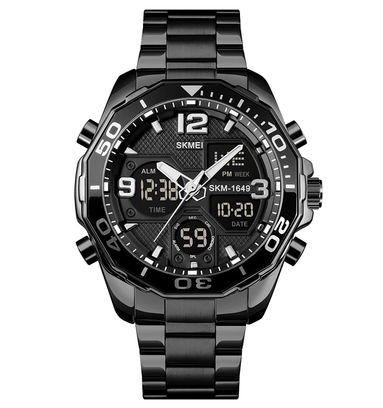 SKMEI 1649 High Quality Dual time Water Resistant Alarm Men Fashion Multifunctional Function Digital Movement Watches