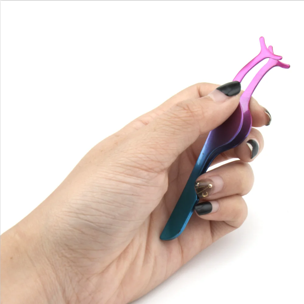 Private Label Stainless Steel lash eyebrow tweezers applicator Custom Logo Strip EyeLash Twizzers Laah Tweezers