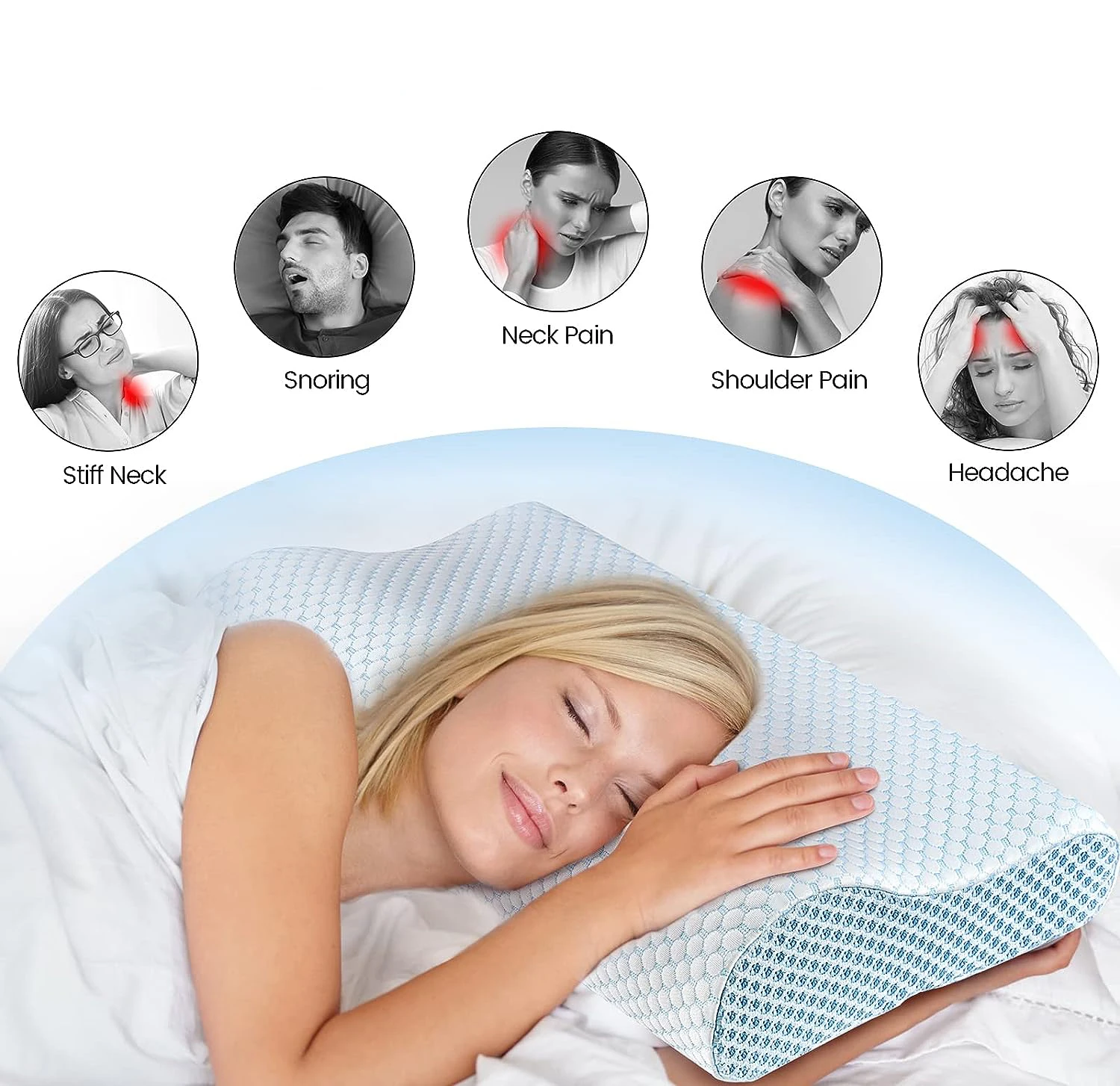 Adjustable Ergonomic Cervical Memory Foam Orthopedic Pain Relief Neck Pillow Sleeping Pillows for Back, Stomach Sleepers