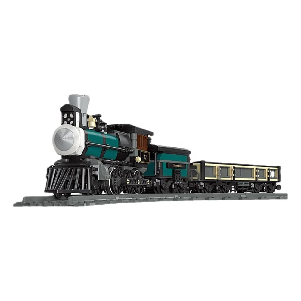 560pcs classic steam train building blocks sets DIY construction train model assembling rail trains puzzle bricks toy for kids