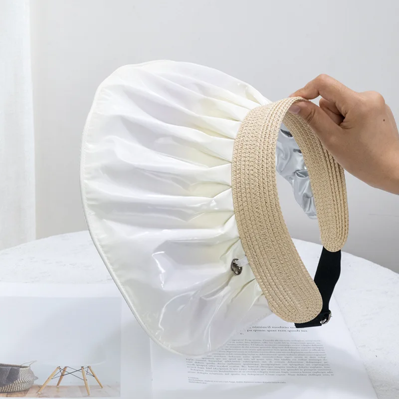 Fashion Shell Shape Gradient Empty Top  hat Wide Brim Outdoor Tour Beach Fordable Anti-UV Female Lady Sun Visor Hat