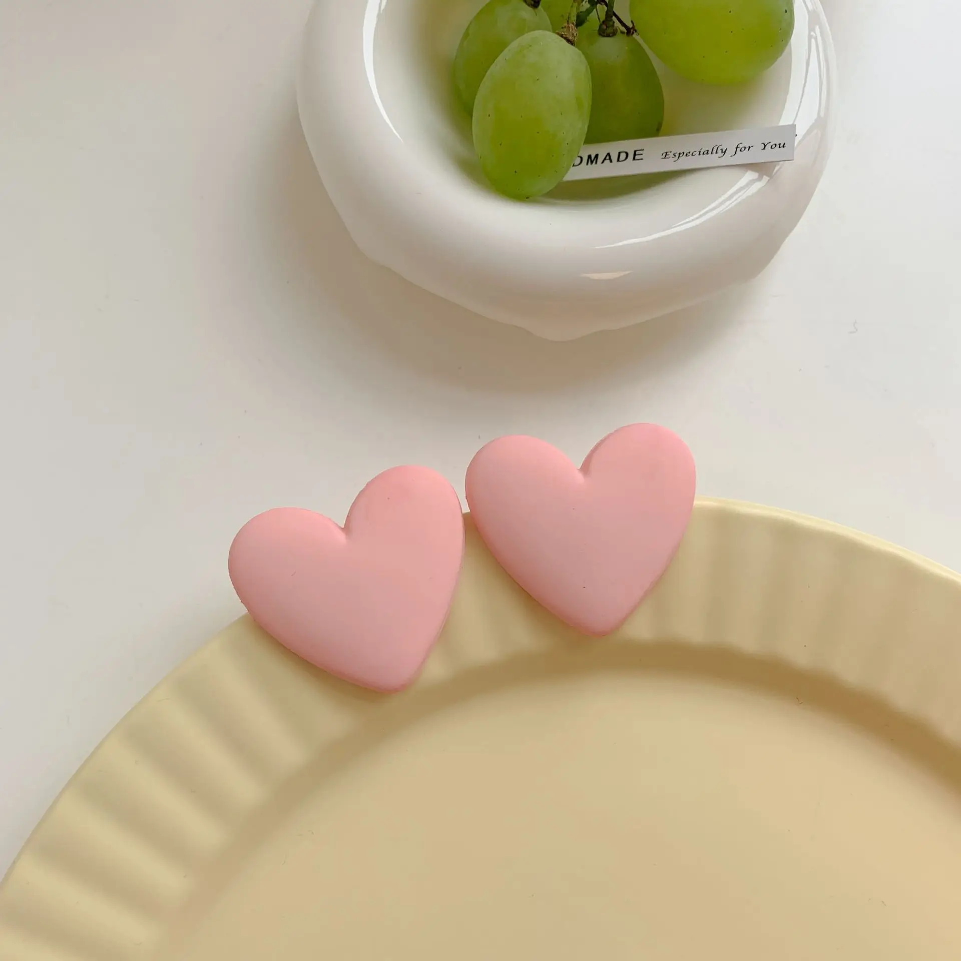 925 Silver needle earrings Korea INS temperament earrings candy color heart acrylic earrings fashion