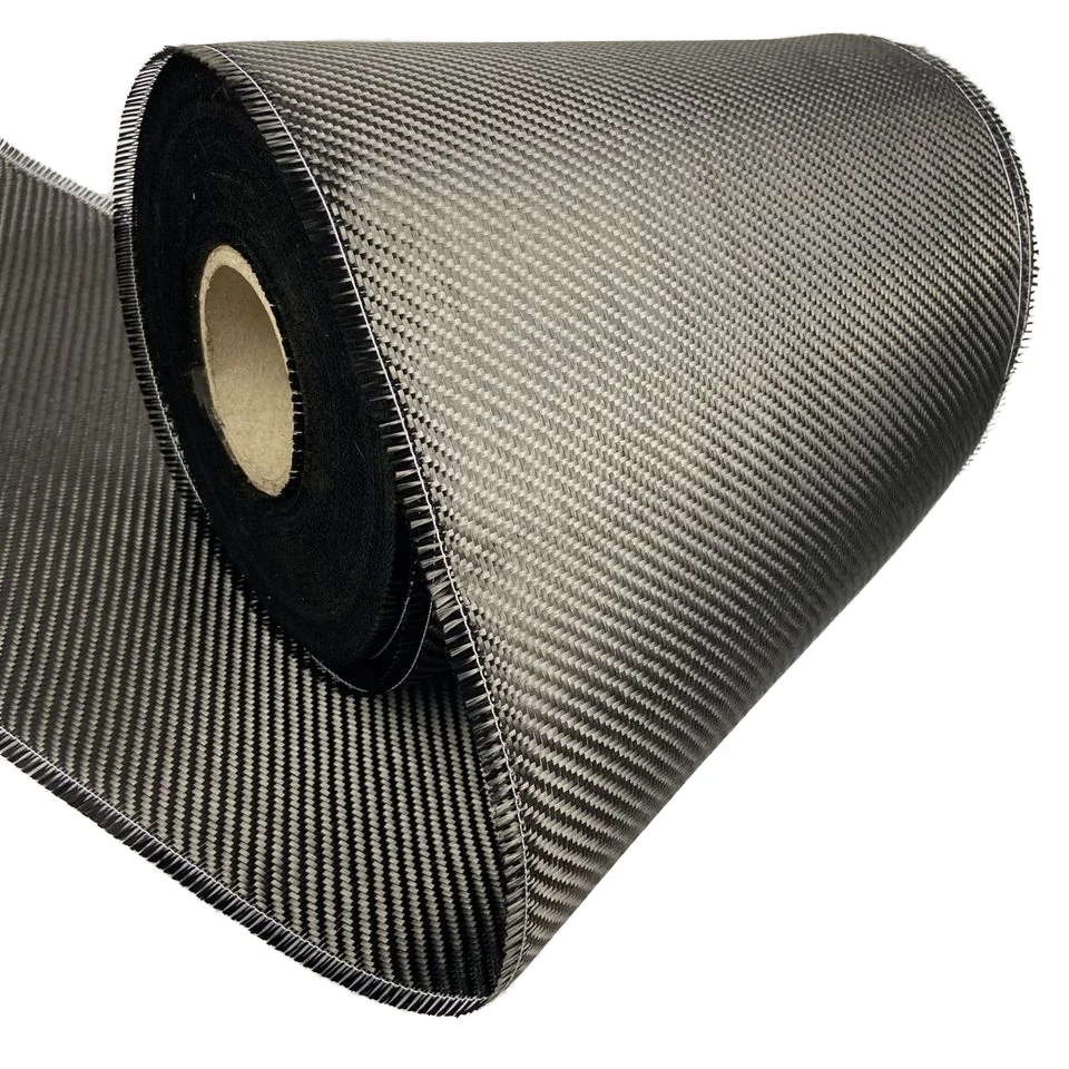 Twill Weave 3K 220g 12 inches 30cm Wide Unfinished Edge Carbon Fiber Tape Carbon Fiber Fabric Roll for Structural Reinforcement