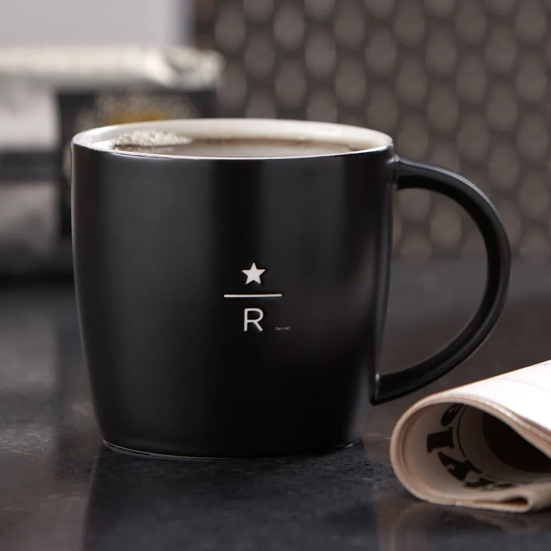 Creative Coffee Cup Logo Customization Black Matte Mug Large Capacity Laser Engraving Ceramic Water Cup
