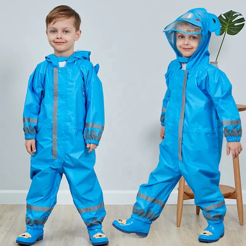 Little Girls Boys Cartoon Raincoats Kids Waterproof Rainsuit Children Rainwwear Hooded Coverall Suit Cute Clothes Rain Jacket