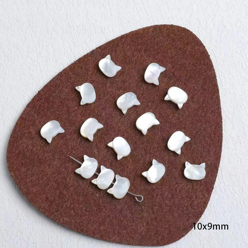 Promotional Cheap White Black Mother of Pearl Shell Cartoon Cat DIY Jewelry Necklace and Bracelet Charm Bead Jewelry