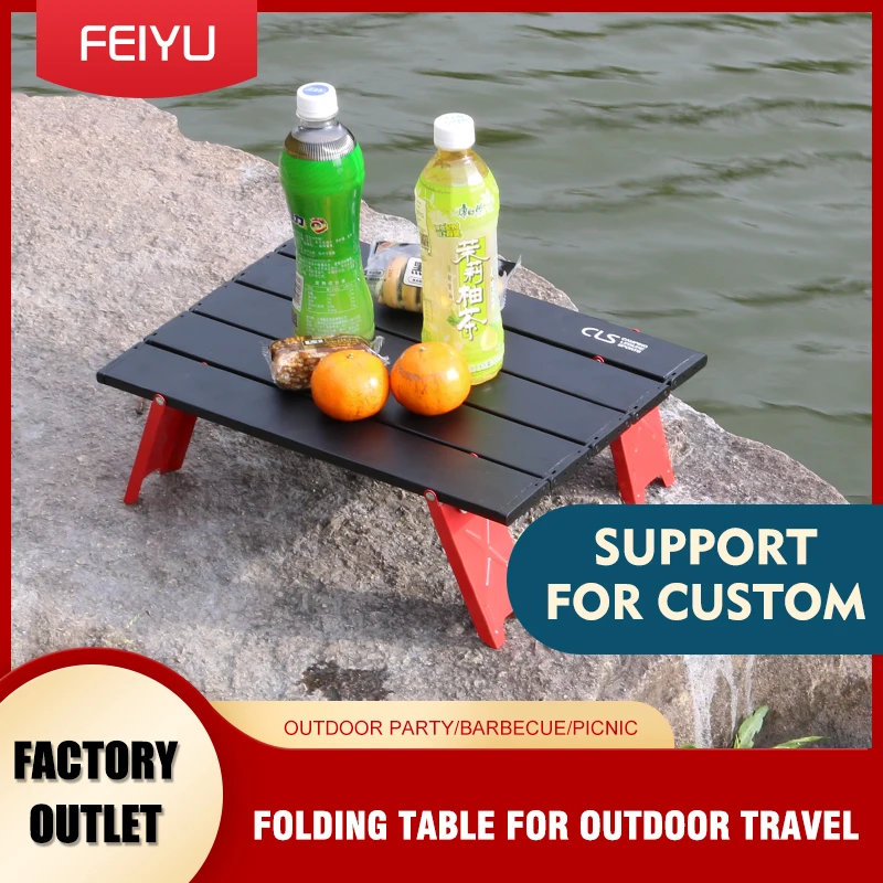 Mini Black Outdoor Table Aluminum alloy Folding Table Furniture Barbecue Camping Tent Household Bed Collapsible Computer Desk