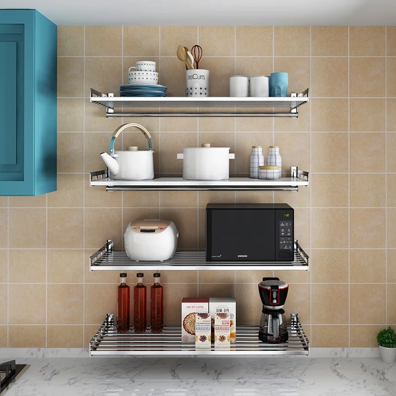 Stainless Steel Metal Kitchen Shelf Wall Mounted Rack Microwave Oven Stand