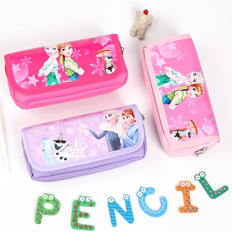 TOPSTHINK Frozen ice princess fabric kawaii 2 layer beautiful girl pencil case with zipper