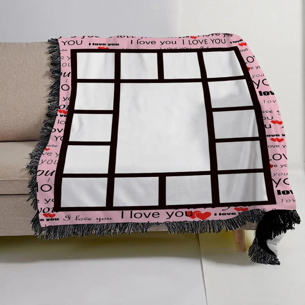 RubySub Flannel I LOVE YOU 15 Panel Sublimation Blanket Blanks Sublimation Panel Blankets with Tassel