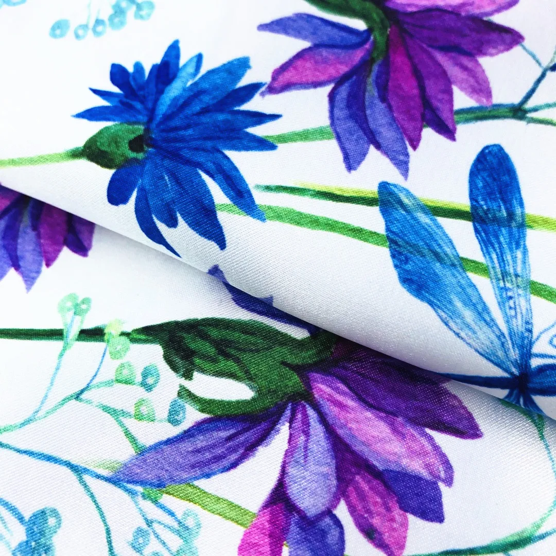 High Quality Customized Fashion Printed Shiny Satin Dress Shirt Blouse 100%Polyester Fabric