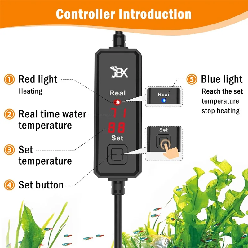 50/100/150/200/250W Small Submersible Aquarium Heater Mini Fish Tank Heater with Thermostat for 3-50 Gallon Saltwater Freshwater