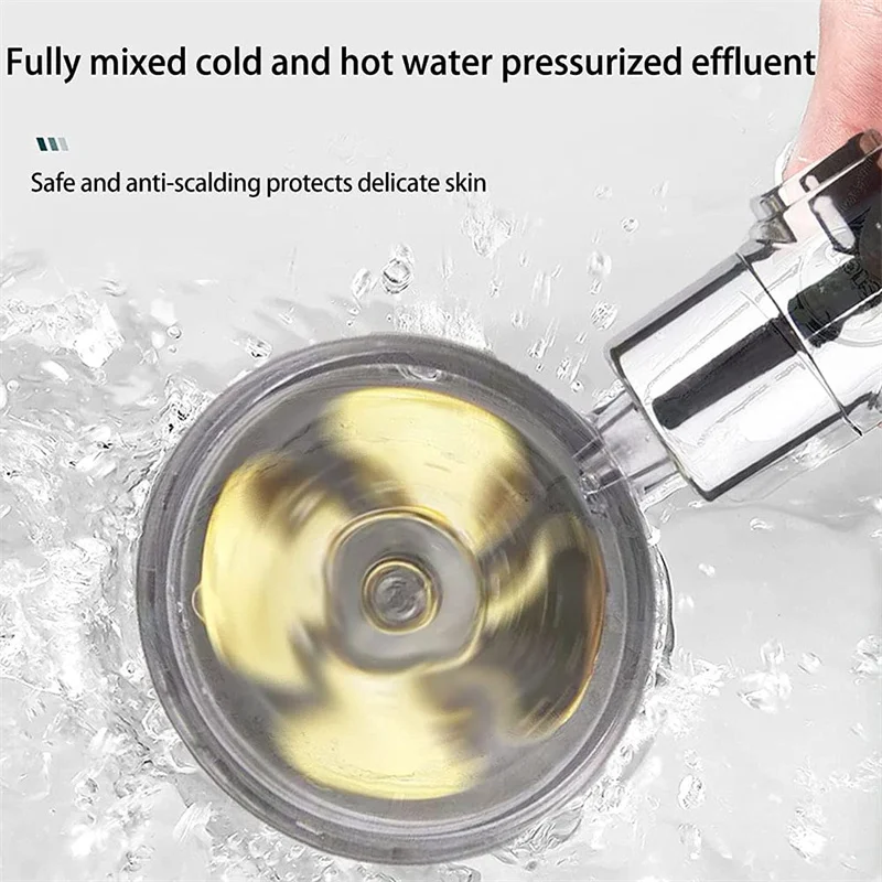 High Pressure Filter Spinning 360 Degrees Rotating Shower Head Handheld Turbocharged Propeller Shower Turbo Fan ABS Shower Head