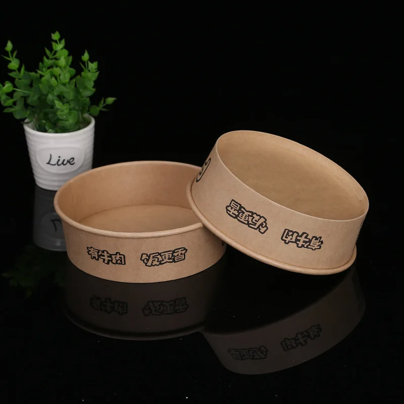 Disposable 1100ml Paper Bowl Ice Cream Paper Cup Eco friendly food grade leakproofdessert yogurt kraft paper Salad bowl