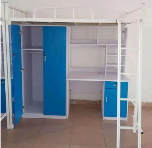 Steel Bunk Beds Metal Bedroom Furniture Modern School Bed School Table CA-231 with Wardrobe and Desk College Students Adult