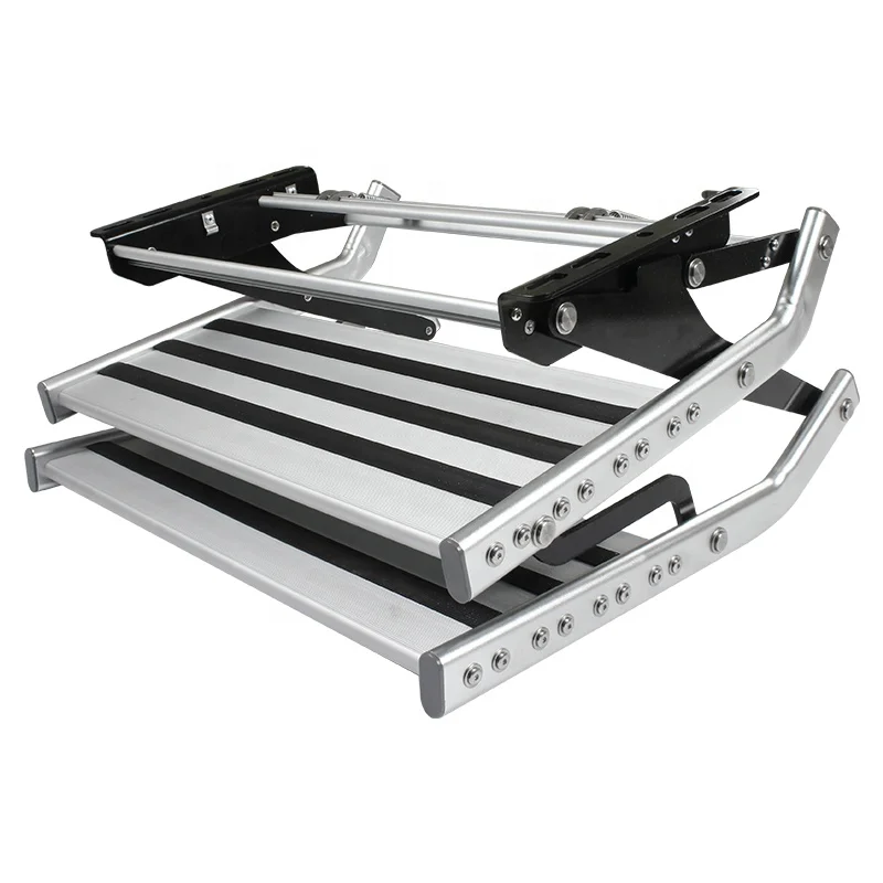 TYTXRV Caravan Accessories RV Camper Steps Double Drop Down Step High Strength Aluminum Alloy Manual Pull Out Folding Ladders
