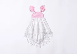 HaoBaby Explosion Models Ins Small Flying Sleeves Clothing For Kids Irregular Hollow Lace Fan Open Back Girl Dress