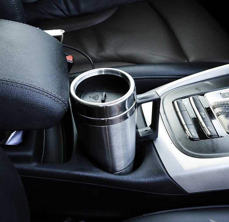 Car Travel Heating Cup Stainless Steel Electric Car Heating Vacuum Cup Auto Universal 12V/24V Insulation Water Cup Kettle