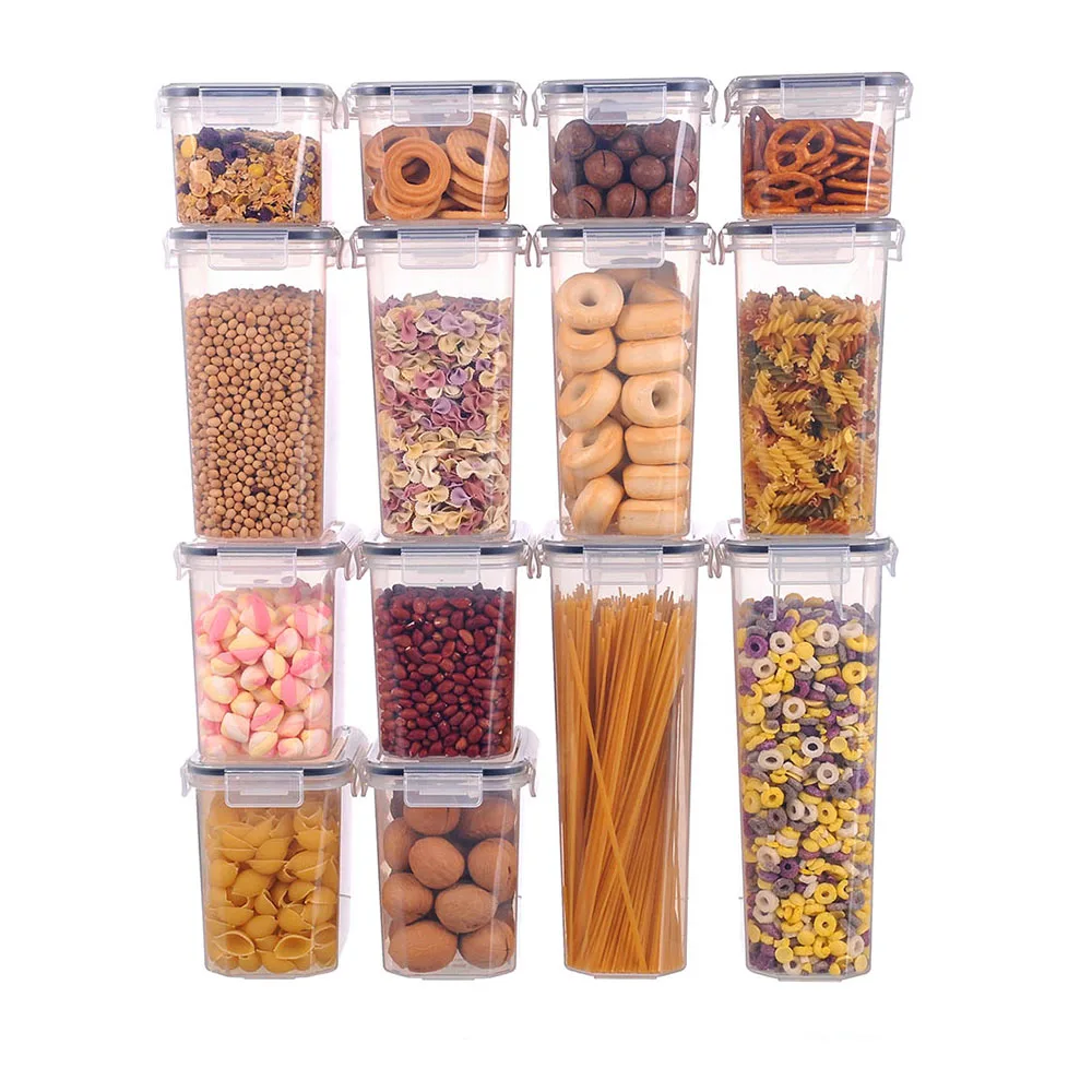 14pc plastic household kitchen items things organizer multiple lentil food storage & container pantry kitchen eco-friendly