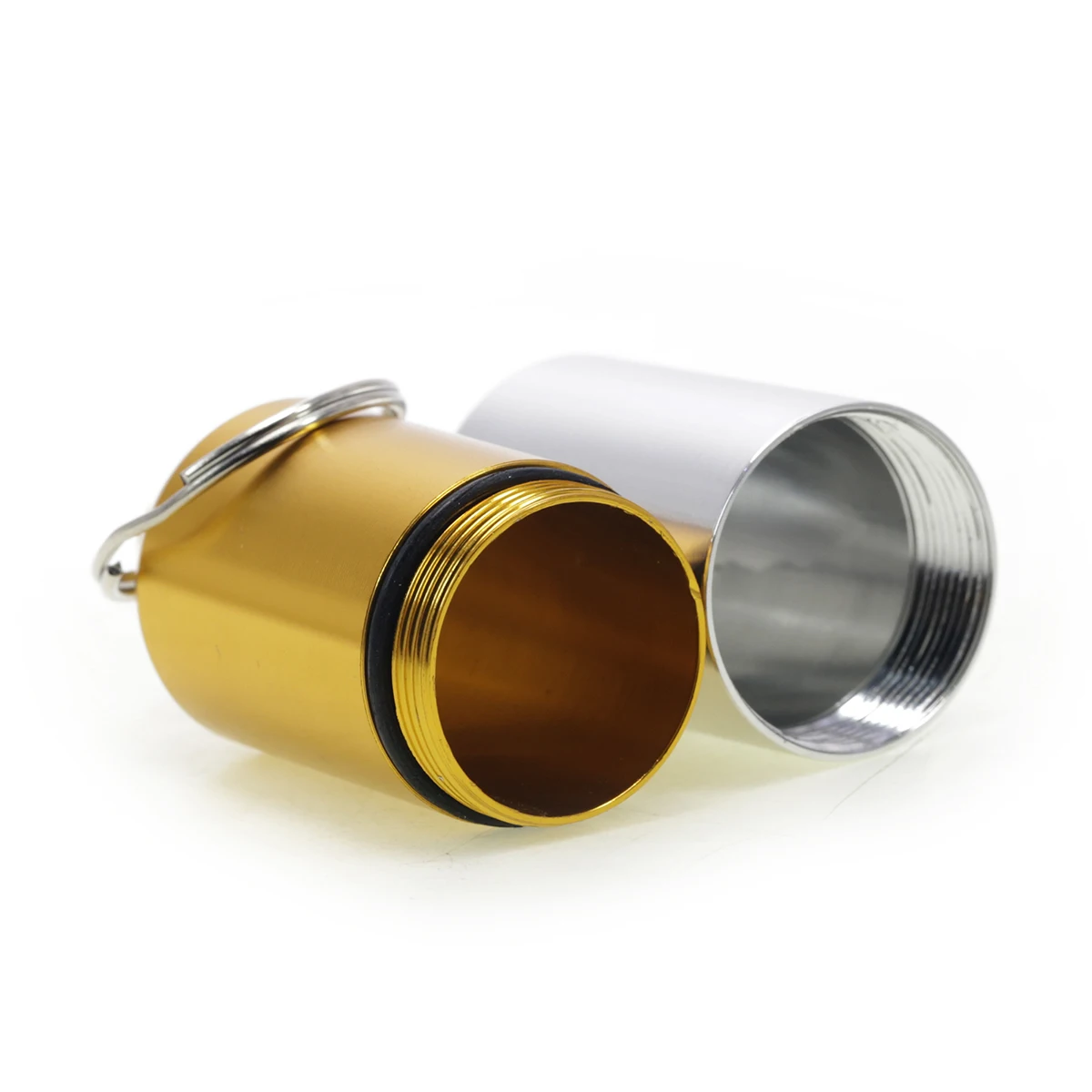 Diameter 25mm aluminum alloy color matching capsule storage tank Portable keychain jar 51007
