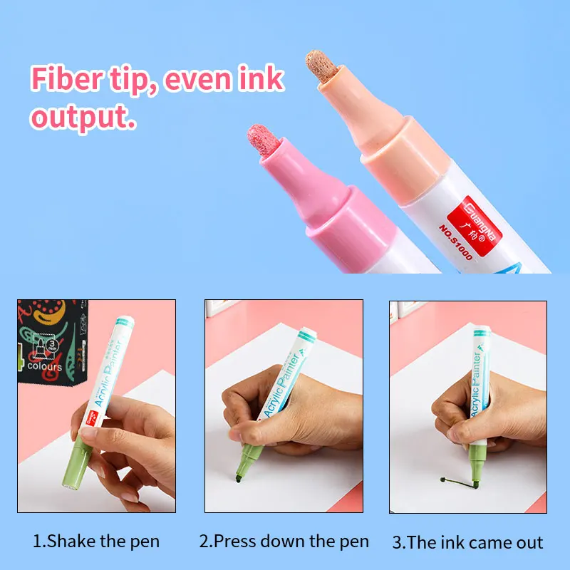 Art Markers MultiColor Liquid Water-based DIY Painting Acrylic Paint Marker Pen Set for Rock Wooden Ceramic Fabric