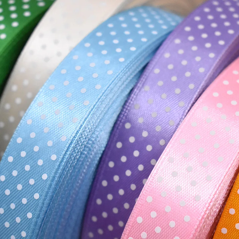 Factory Wholesale Dots Printed Ribbon For Hair Bows Custom Logo Cute Pretty  Dots Polka Ribbon