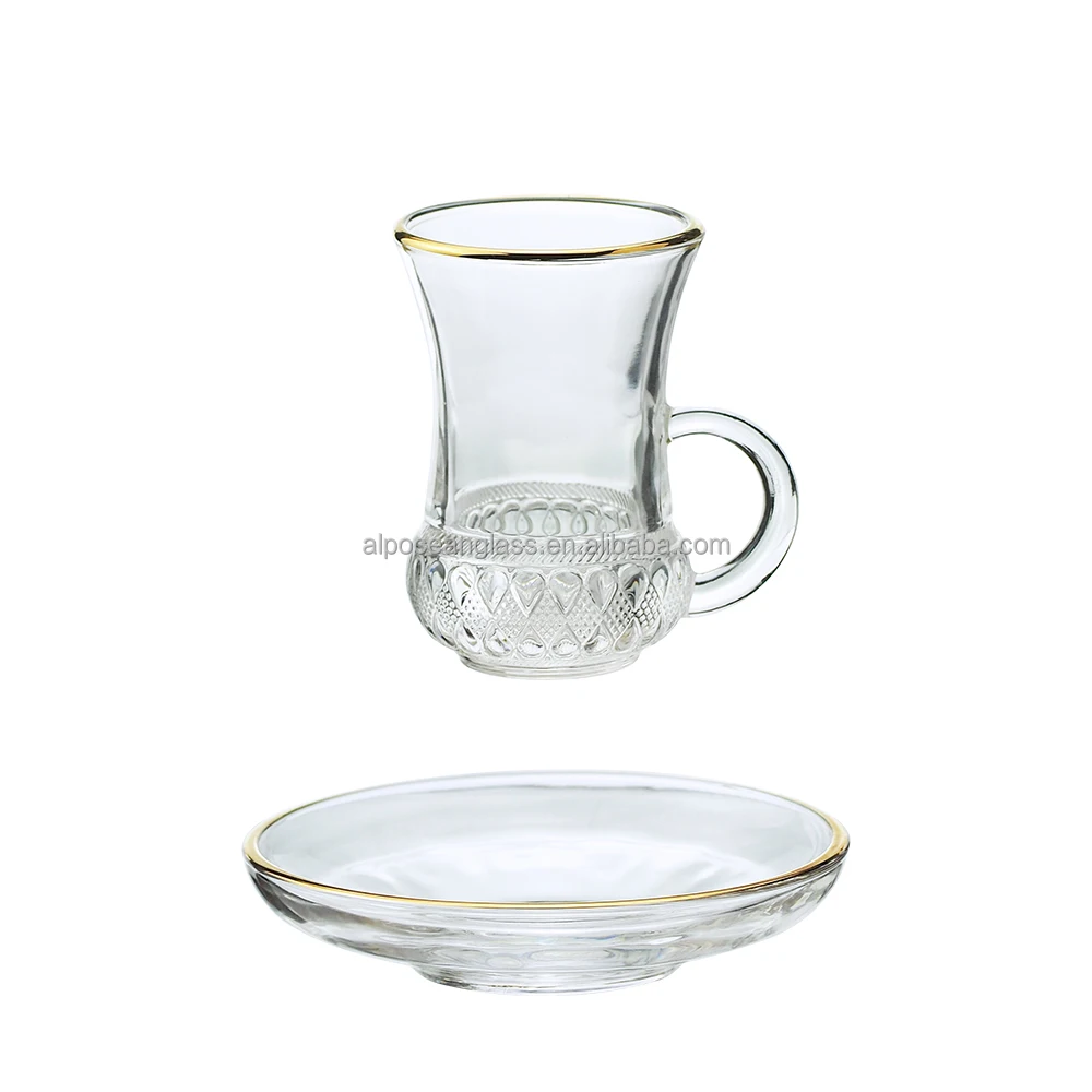 Роскошная посуда из прозрачного стекла с золотым ободком кружка круглой ручкой стеклянная чайная чашка и блюдце для черного чая молока кофе